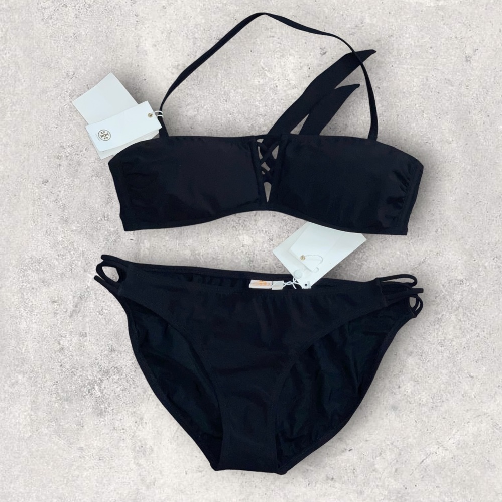 Tory Burch Black Halter Bikini Set w/ Criss Cross Bikini side cutout NWT… - Picture 2 of 10